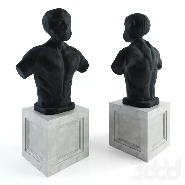 Sculpture – human metal bust with base – 224625