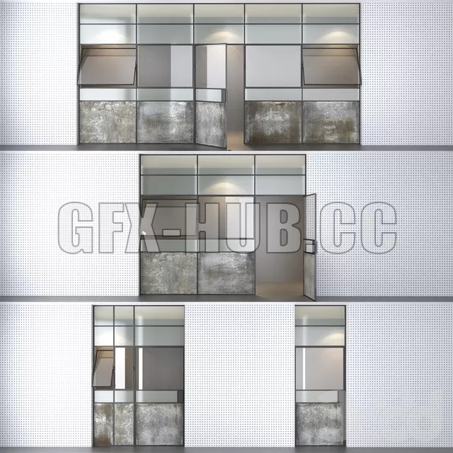 Set 4 steel doors wired glass wireglass – 224733 Set 4 steel doors wired glass wireglass – 224733