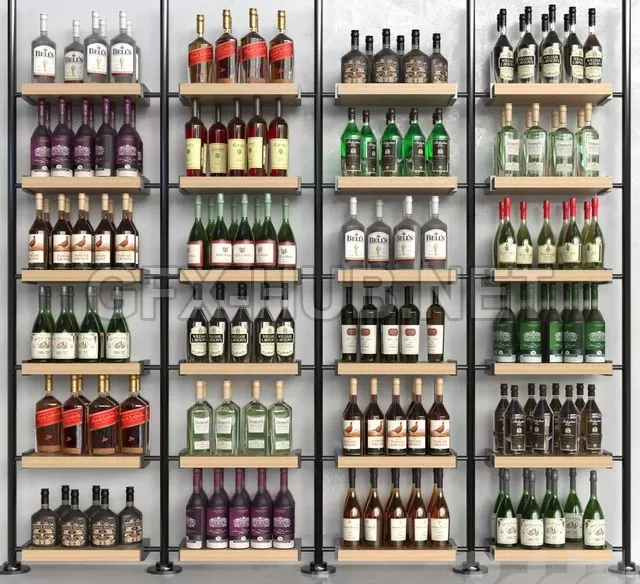 Set-370 (Wooden shelving with bottles) – 224907