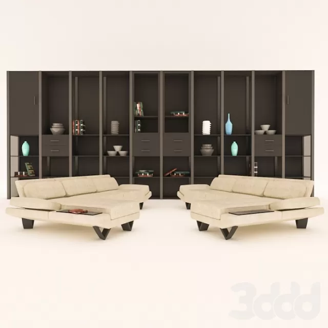 sofa and shelf (pottery,books) – 225521