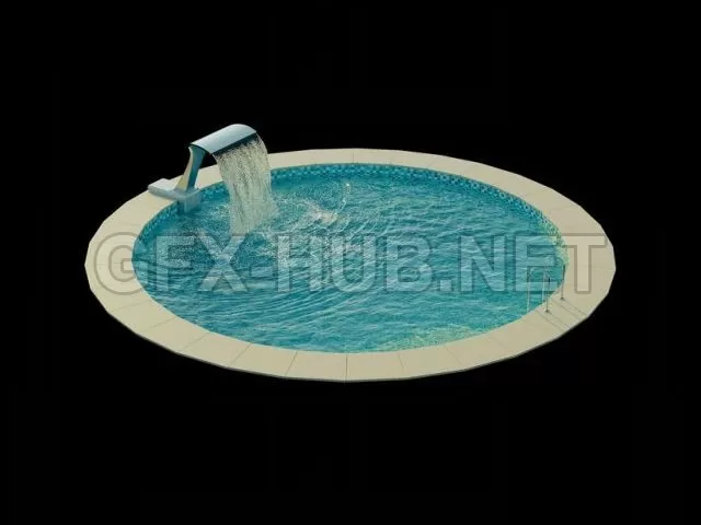 Swimming pool with waterfall 3D model – 226573