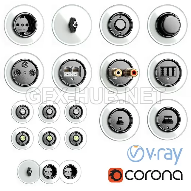 Switches and sockets THPG Bakelite Glass Covering 3D model – 226593