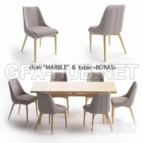 Table setBoras tableMarble chair – 226815