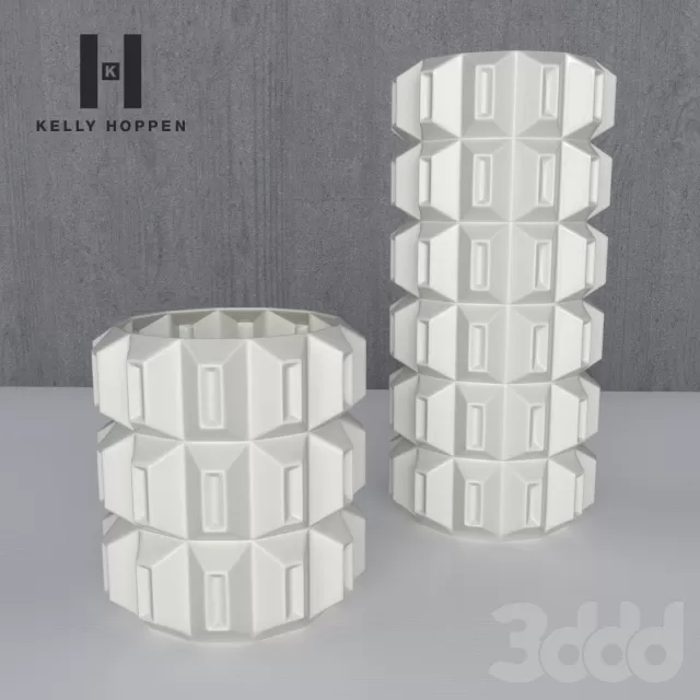 TALL WHITE GEOMETRIC VASE – 226919