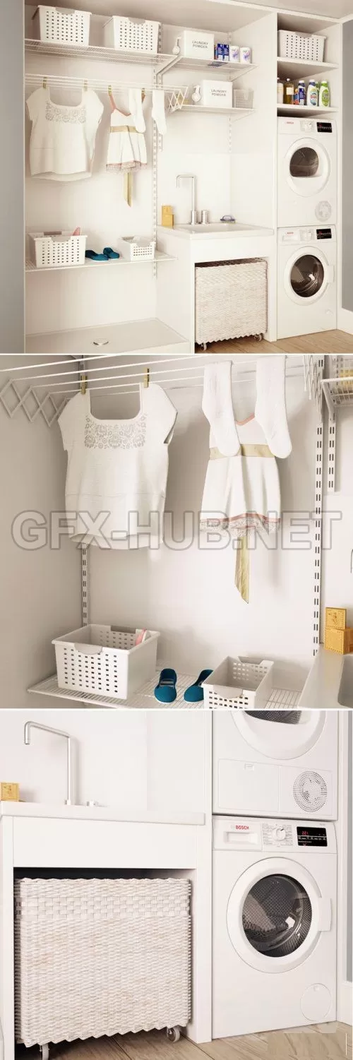 Washing and drying machine Bosch I Laundry 3D model – 228537