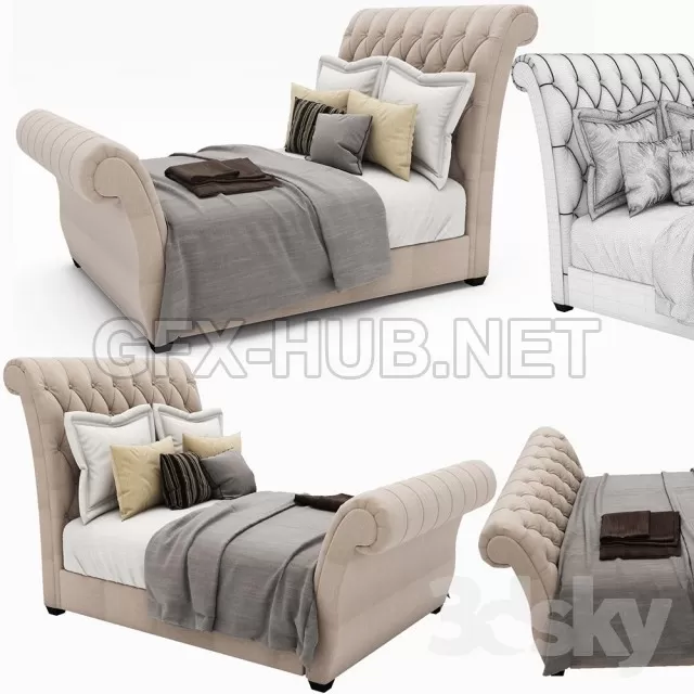 Waverly Taupe King Upholstered Sleigh Bed with Button Tufted Headboard – 228591