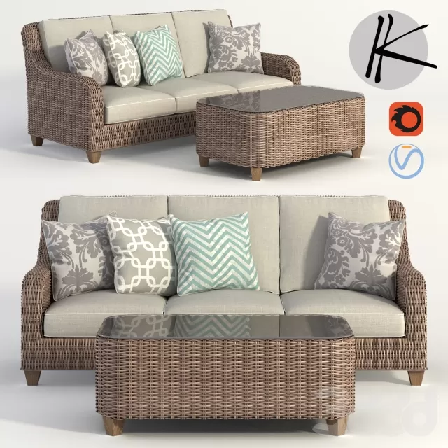 wicker rattan sofa – 228711
