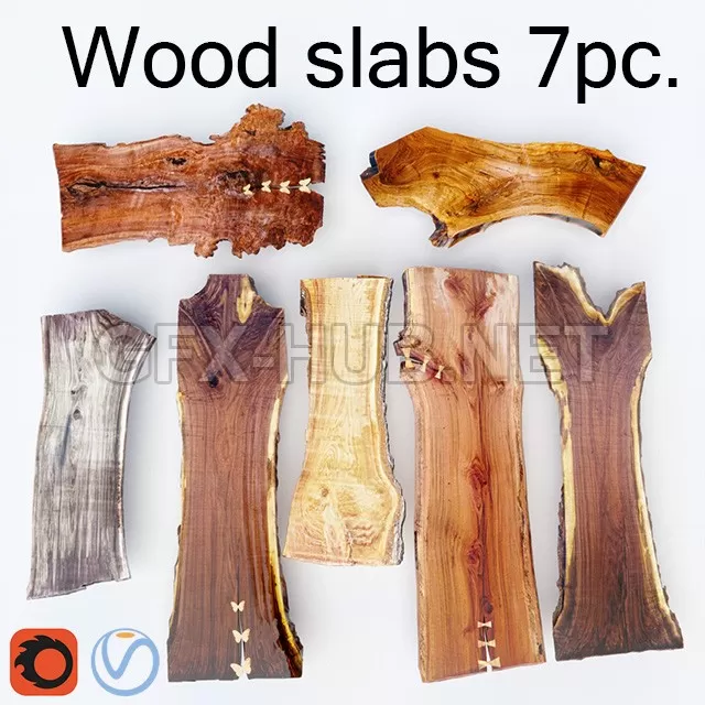 Wood Slab 7pcs (VrayCorona) 3d model – 228887