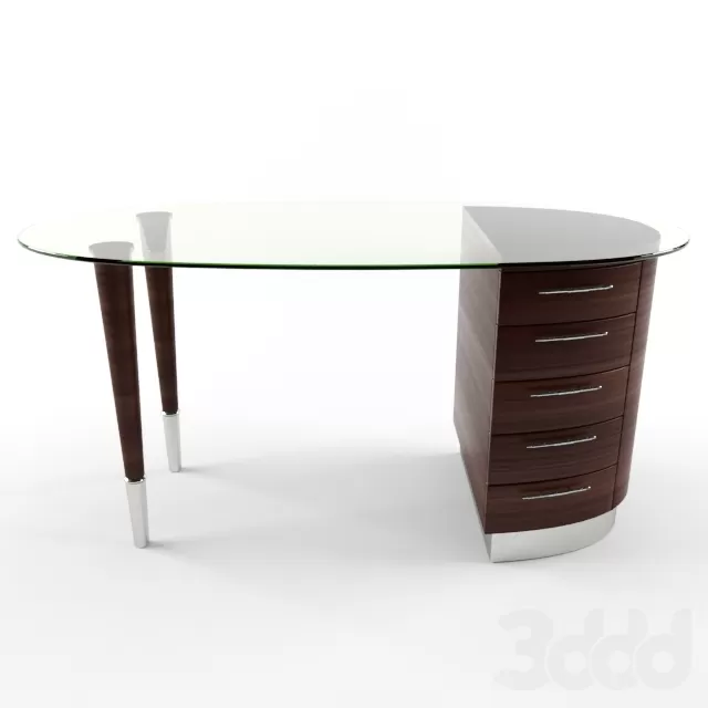 wooden desk with glass top – 228955