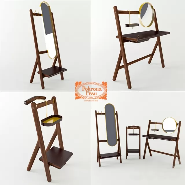 Гардеробный набор REN Poltrona Frau- стойка с зеркаломтуалетный столикнапольная вешалка – 230445
