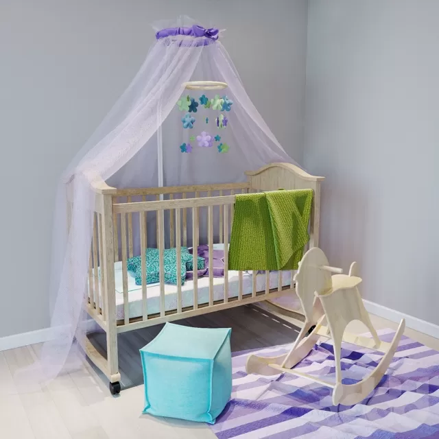 Детская кроватка с балдахином и мобилем – 231105