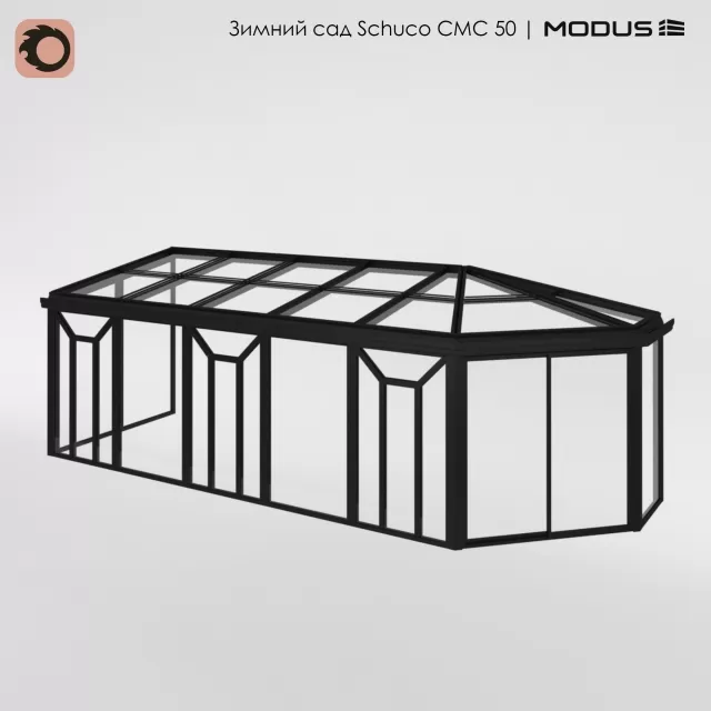 Зимний сад (№ 7) CMC 50 MODUS. С несимметричной трехскатной крышей – 231971