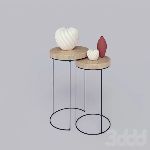 КОМПЛЕКТ ДЕРЕВЯННЫХ СТОЛОВ С ЖЕЛЕЗНЫМИ НОЖКАМИ (2 ШТ.) – 233263