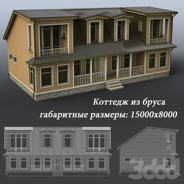 Коттедж из бруса – 233481