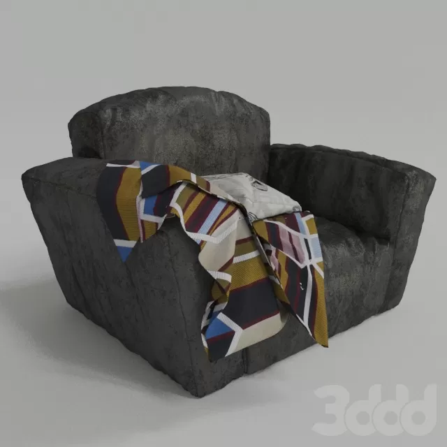 Кресло из серой кожи – 233885