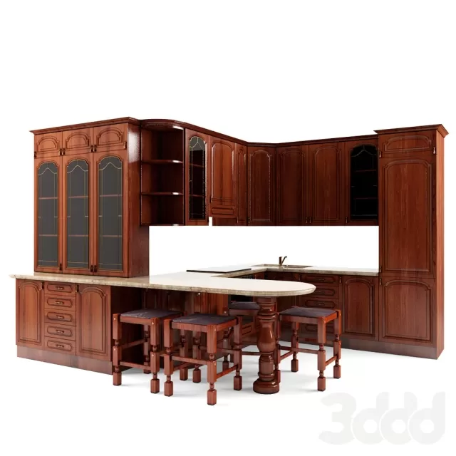 Кухня классическая деревянная – 234347