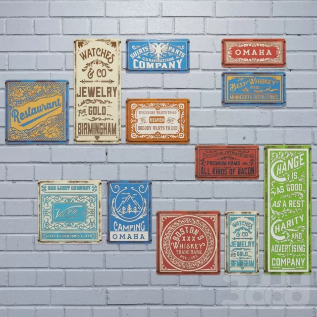 Набор винтажных металлических табличек – 235695