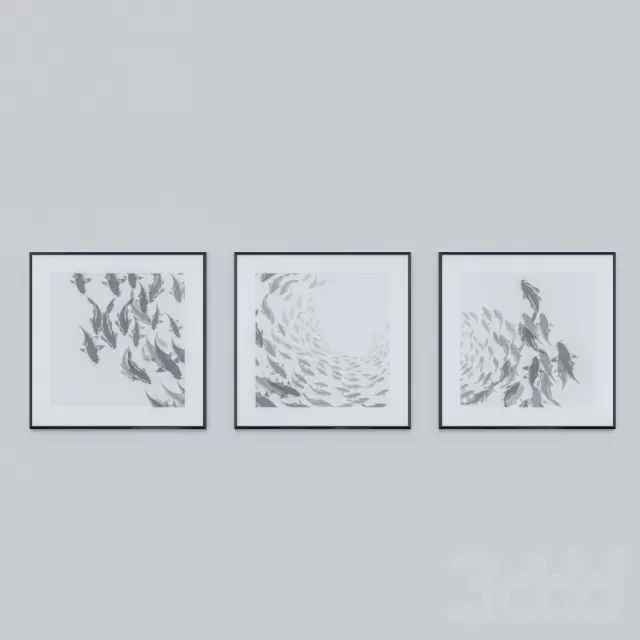 Набор постеров с черными рыбками – 235845