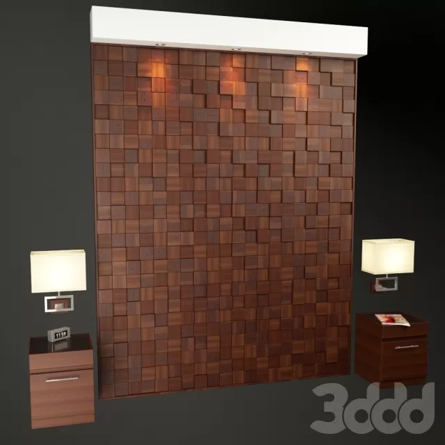 Панель прикроватная с тумбочками и бра – 236511