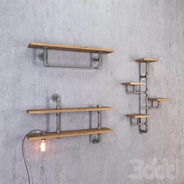 Полки из труб со светильником – 237113