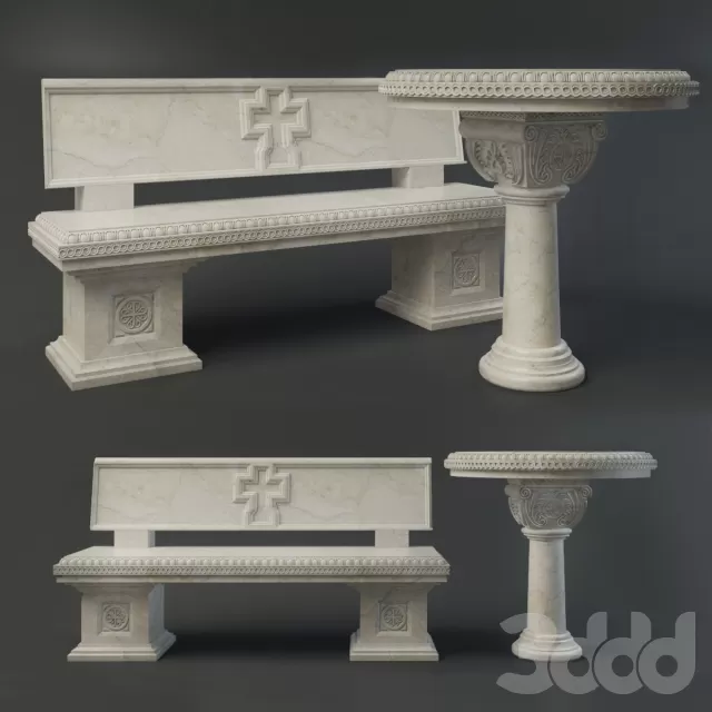 Скамейка и стол мрамор – 238129