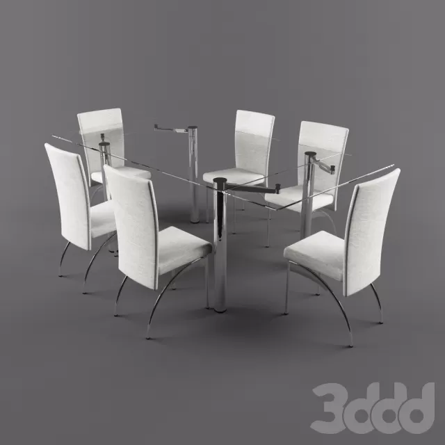 Стеклянный стол и стулья – 238439