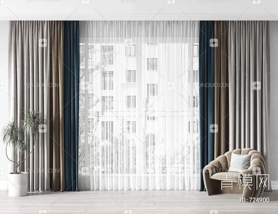 MODERN CURTAIN – 3D MODELS – 044 – PRO