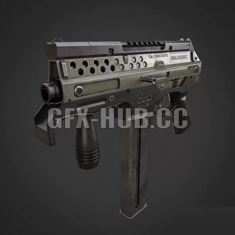 PBR Game 3D Model – 10mm AUTO SMG – Game Ready