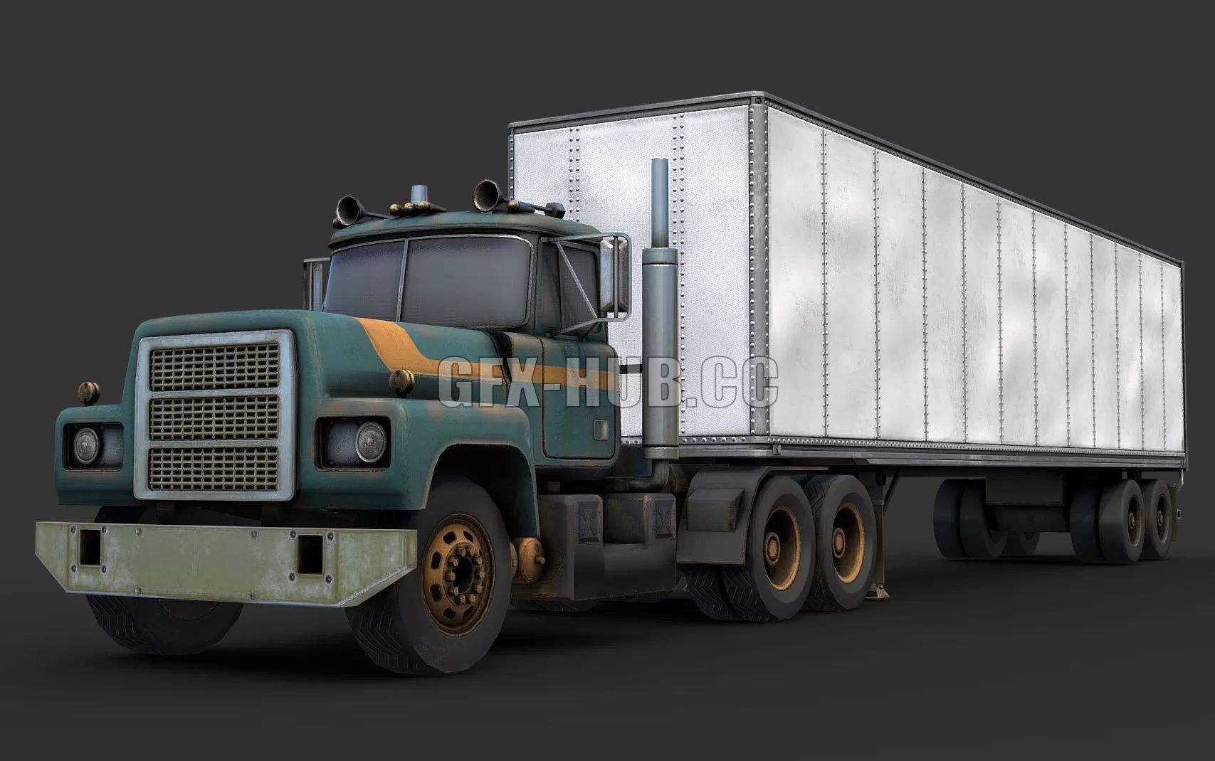 PBR Game 3D Model – 1980s Semi Truck