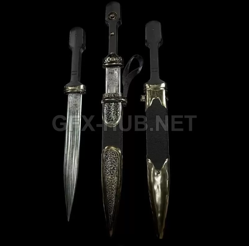 PBR Game 3D Model – 3D antique dagger