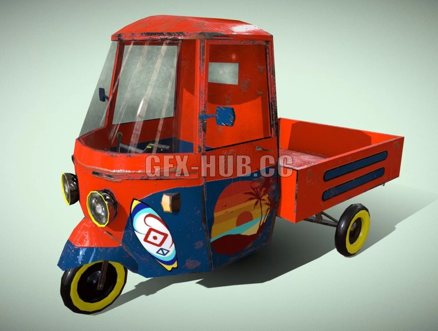 PBR Game 3D Model – 3-Wheel Motorcycle Surf