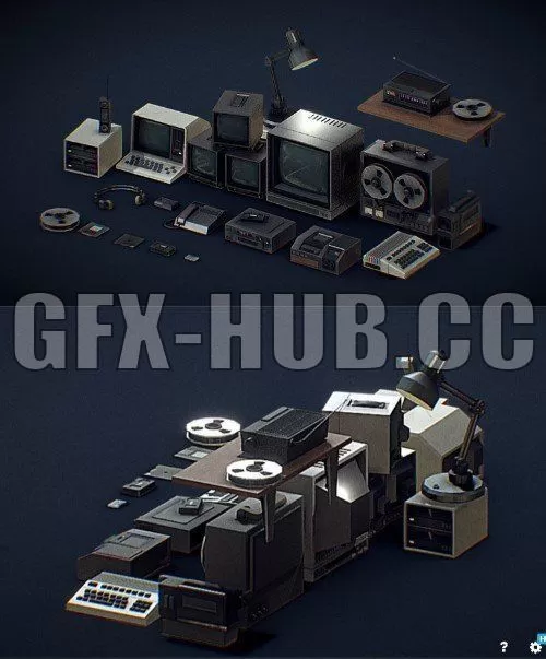 PBR Game 3D Model – 80s Tech Pack