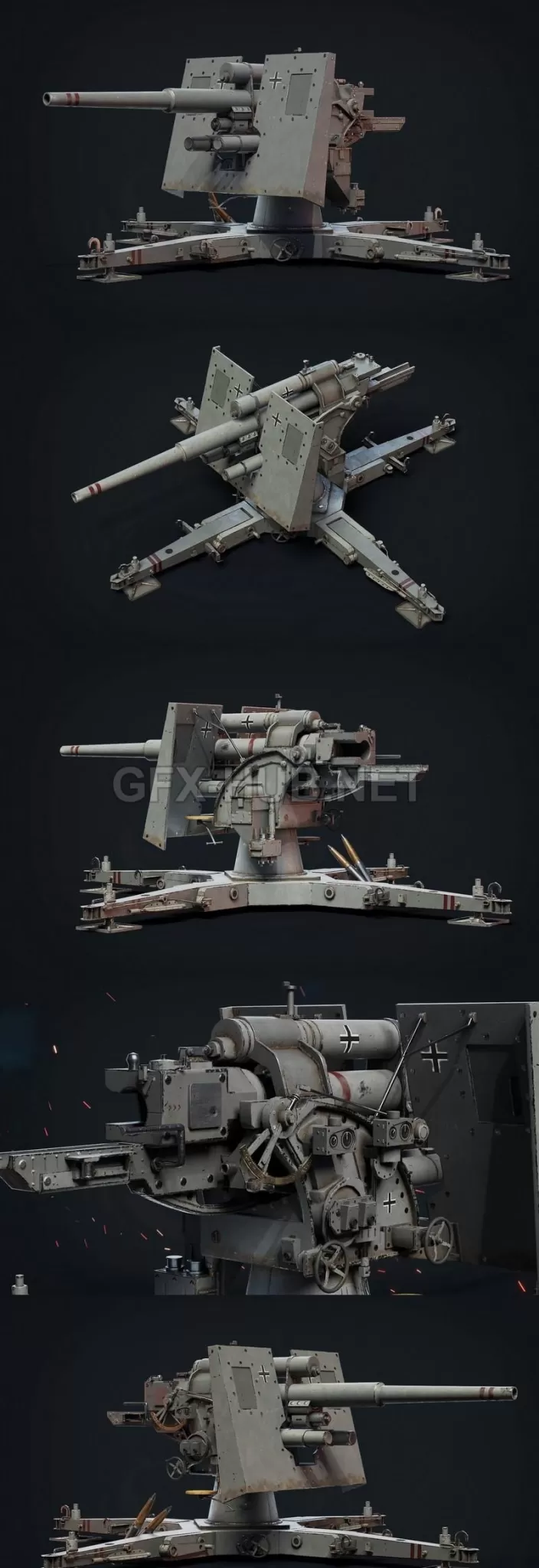 PBR Game 3D Model – 88 Flak Cannon Gameready model