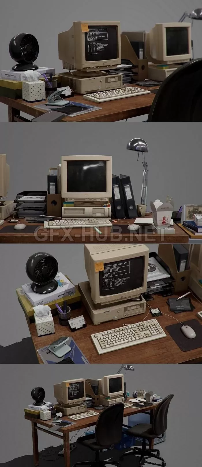 PBR Game 3D Model – 90s Workplace