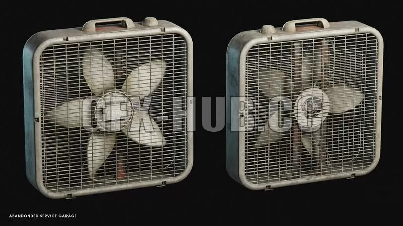 PBR Game 3D Model – Abandoned Service Garage – Box Fan