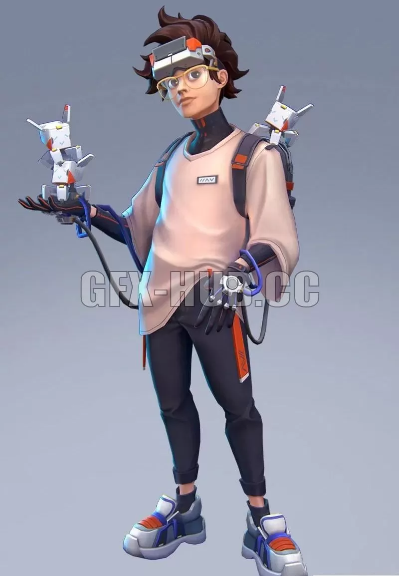 PBR Game 3D Model – Ace – CyberPunk Character