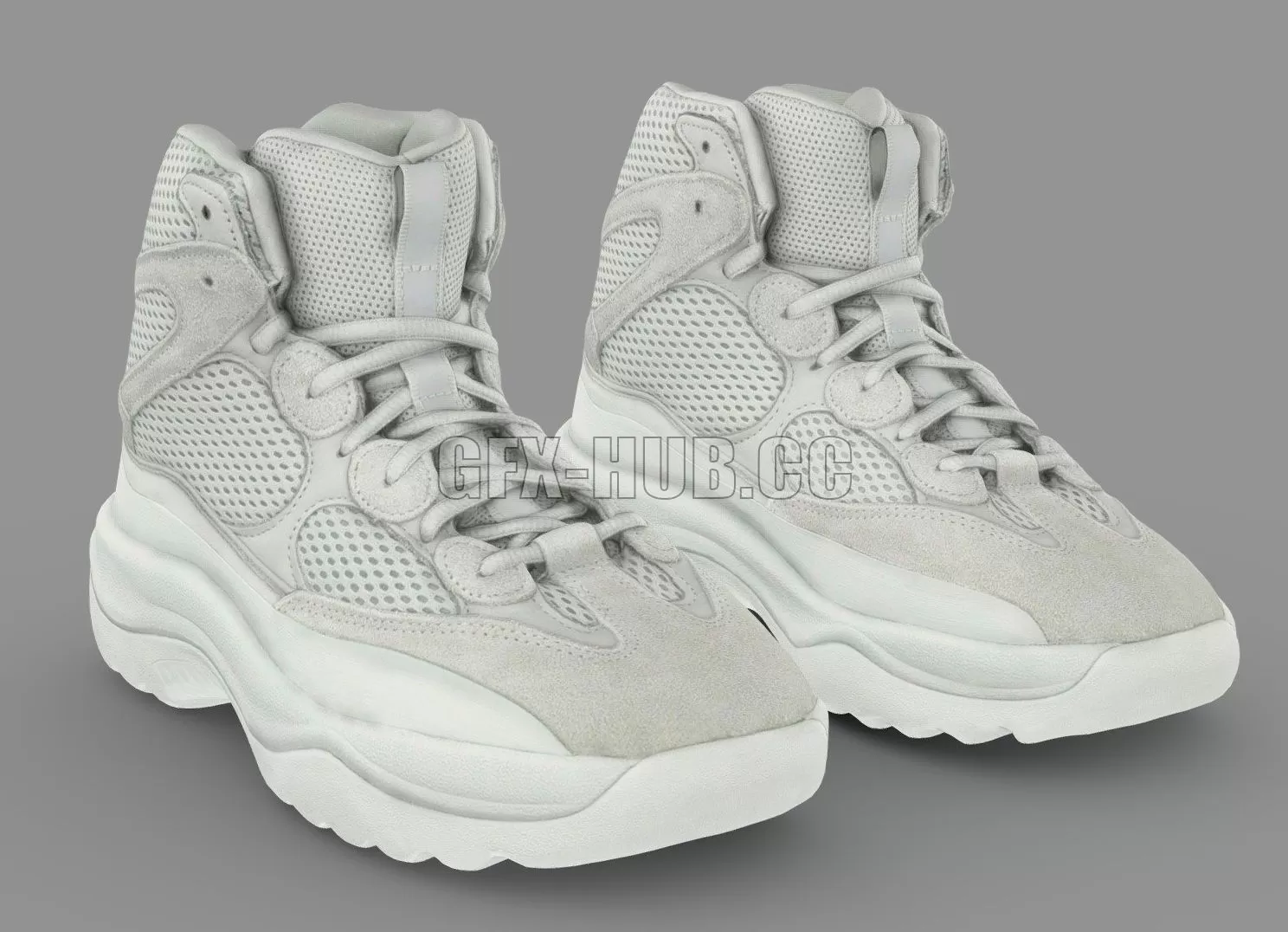 PBR Game 3D Model – Adidas Yeezy 500 High V2 army military boots