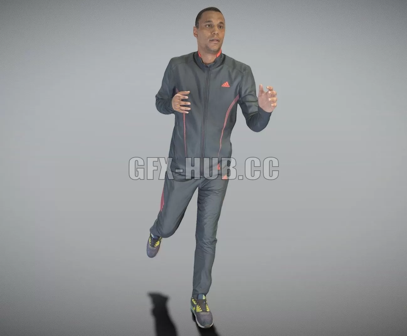 PBR Game 3D Model – African man in sportsuit running 218