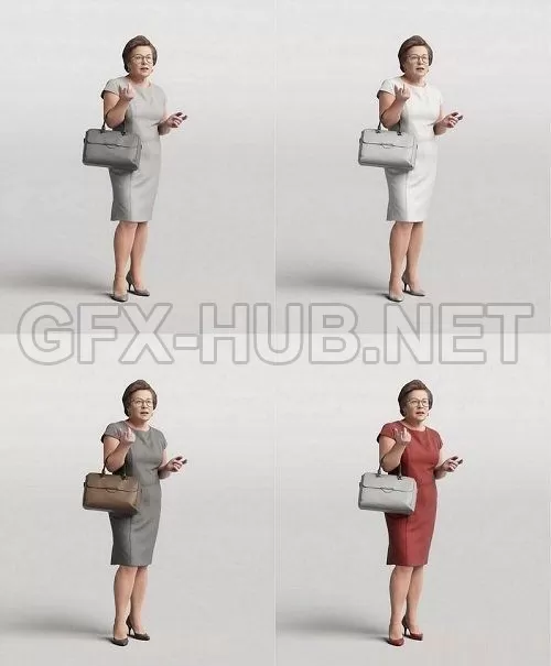 PBR Game 3D Model – Aged Woman Standing and Talking