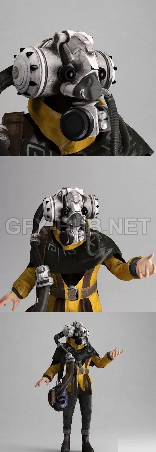 PBR Game 3D Model – Air Priest SciFI Character