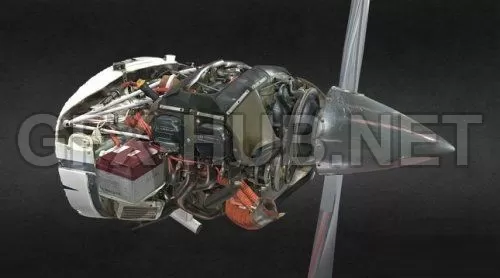 PBR Game 3D Model – Airplane Engine