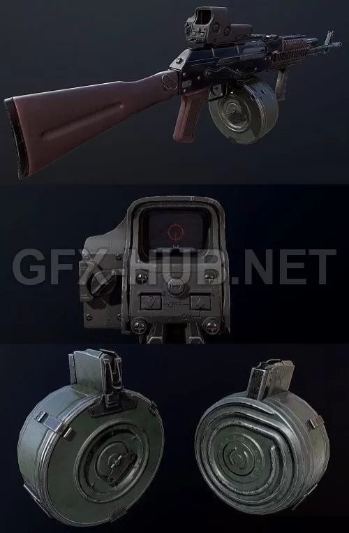 PBR Game 3D Model – AK 74 M Custom