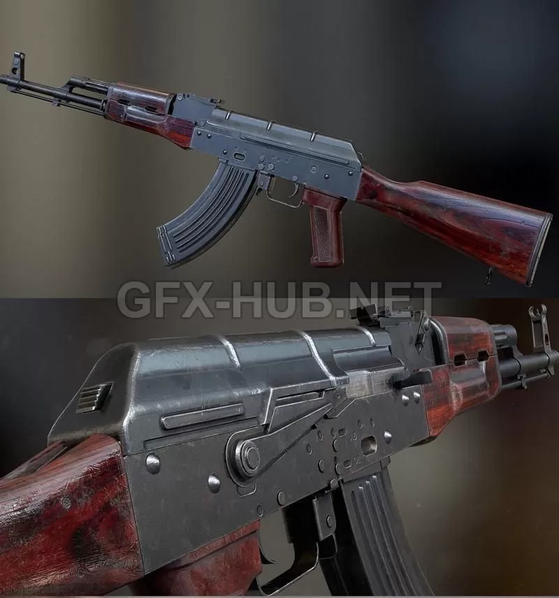 PBR Game 3D Model – AKM