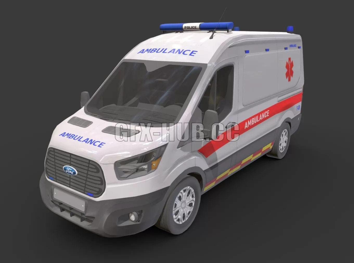 PBR Game 3D Model - Ambulance car - 3DSKY Decor Helper