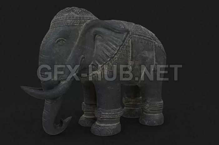 PBR Game 3D Model – Ancient Elephant Statue