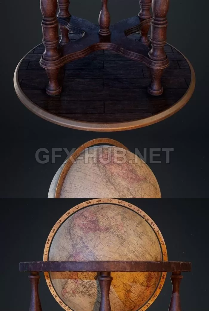 PBR Game 3D Model – Antique Globe