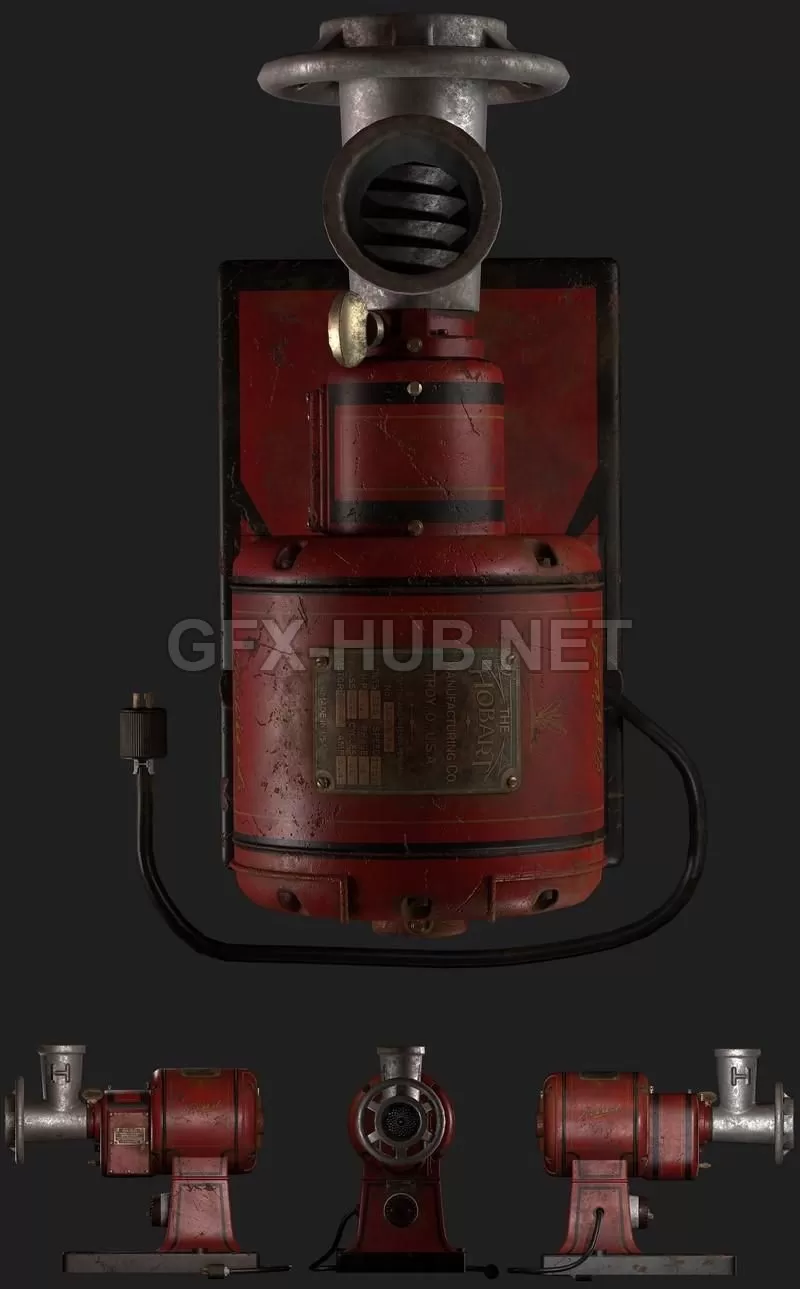 PBR Game 3D Model – Antique meatgrinder – Hobart