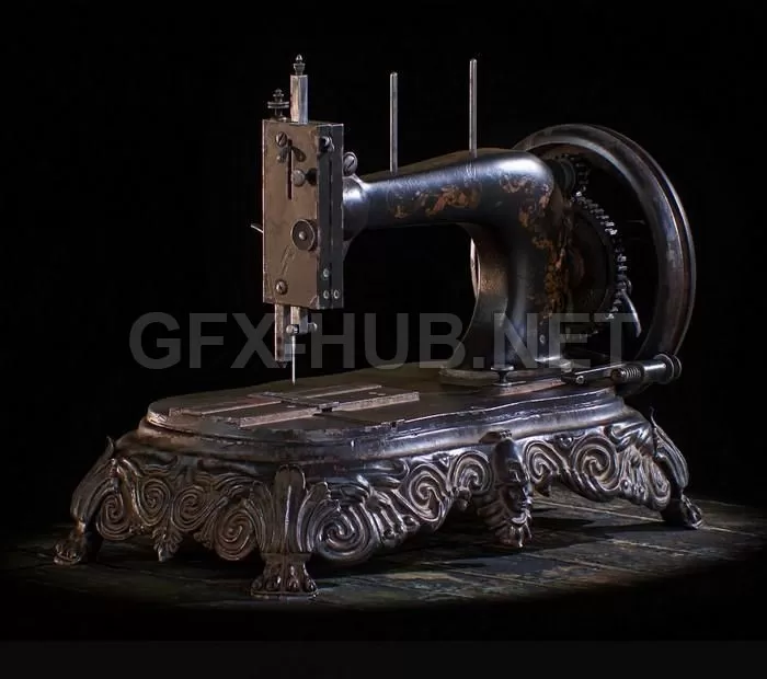 PBR Game 3D Model – Antique sewing mashine