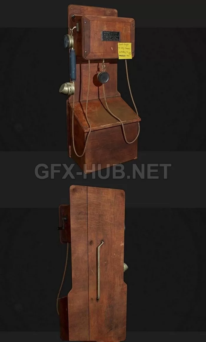 PBR Game 3D Model – Antique telephone