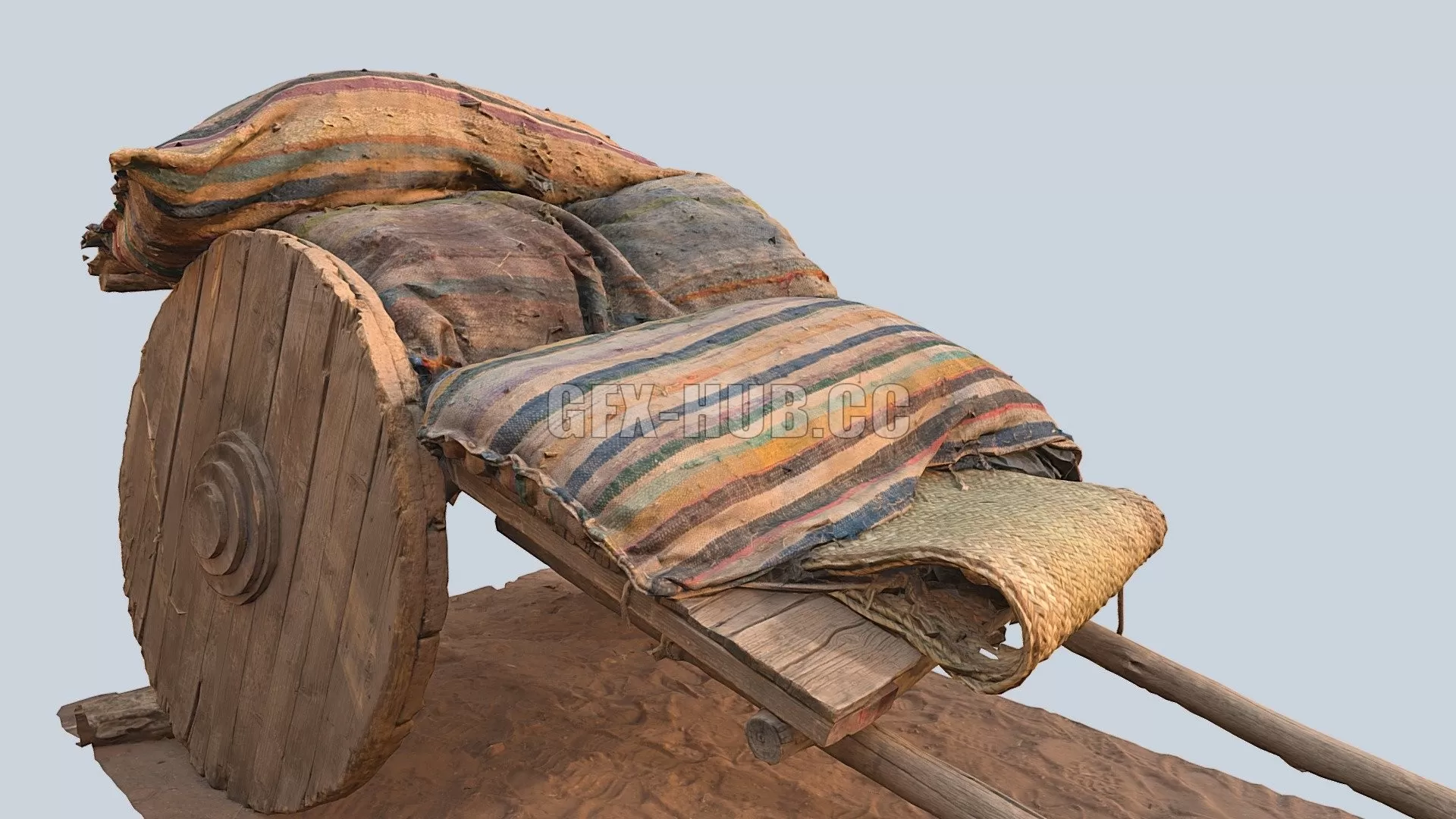 PBR Game 3D Model – Antique wooden cart